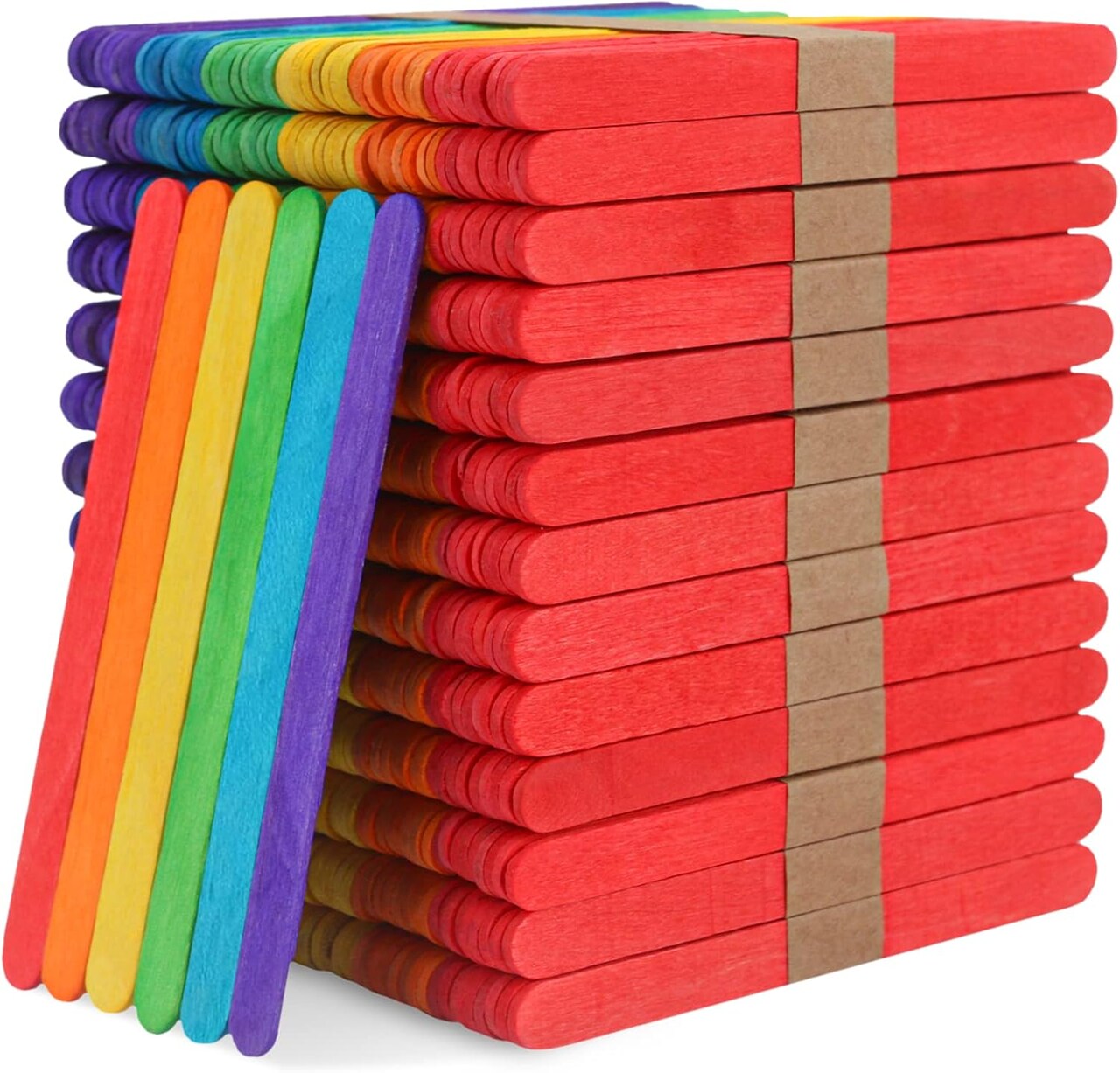 1000 Pcs Colored Popsicle Sticks for Crafts, 4.5 Inch Colored Wooden Craft Sticks, Ice Cream Sticks, Rainbow Popsicle Sticks, Great for DIY Craft Creative Designs and Children Education